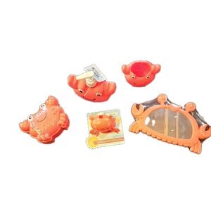 Crab Kids Bathroom 5Piece Set Soap Pump&Dish/Toothbrush Cover/Cup/Mirror